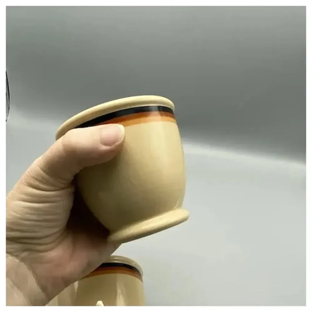 Vintage‎ Shenango Inca Ware Egg Custard Cups Set of 2 Three Bands